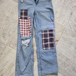 Hollister patchwork high rise dad jeans 00